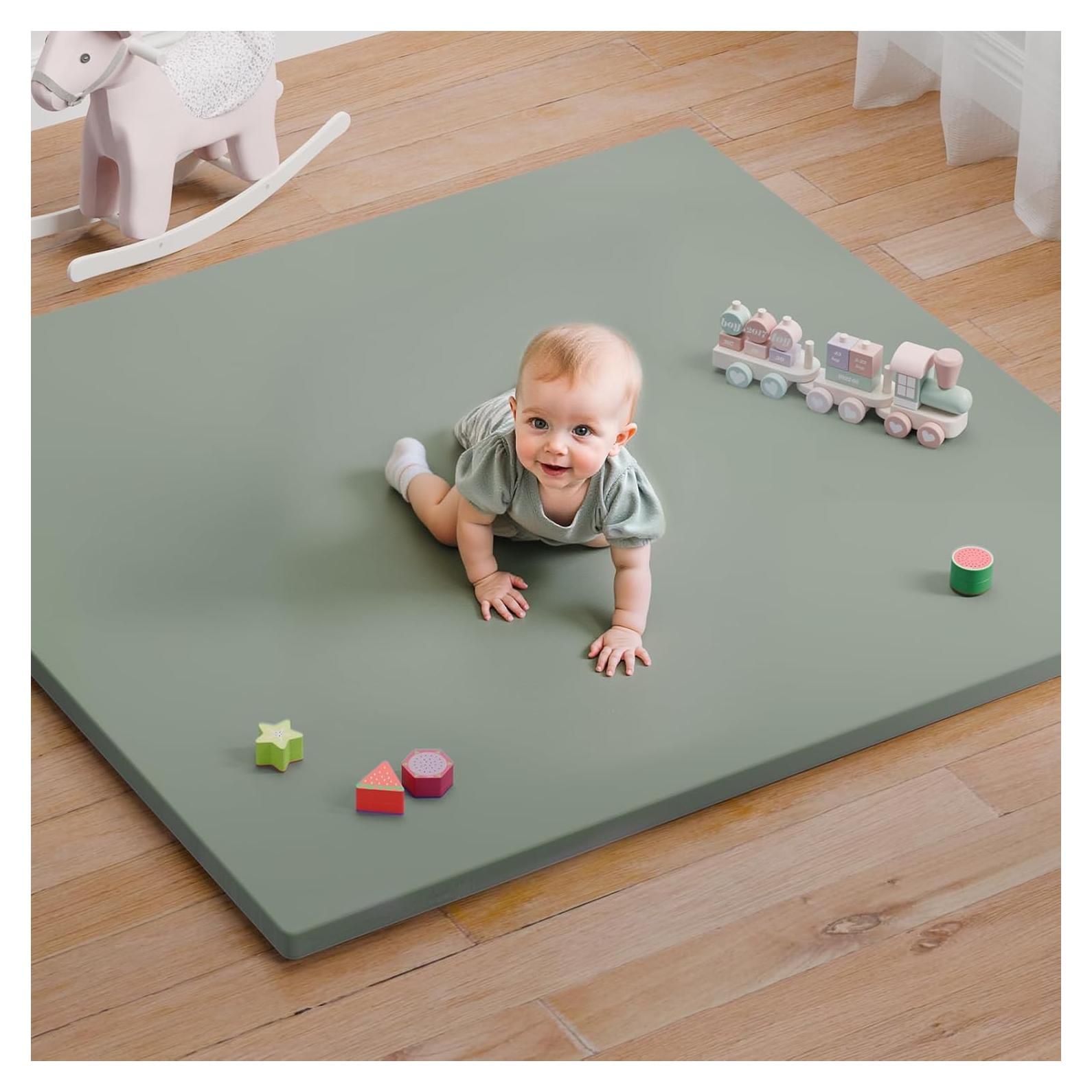 Alfombra de Juego para Bebés Verde 127x127 cm Cuero Vegano