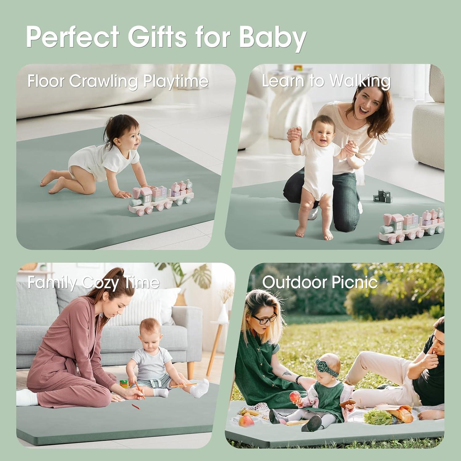 Alfombra de Juego para Bebés Verde 127x127 cm Cuero Vegano