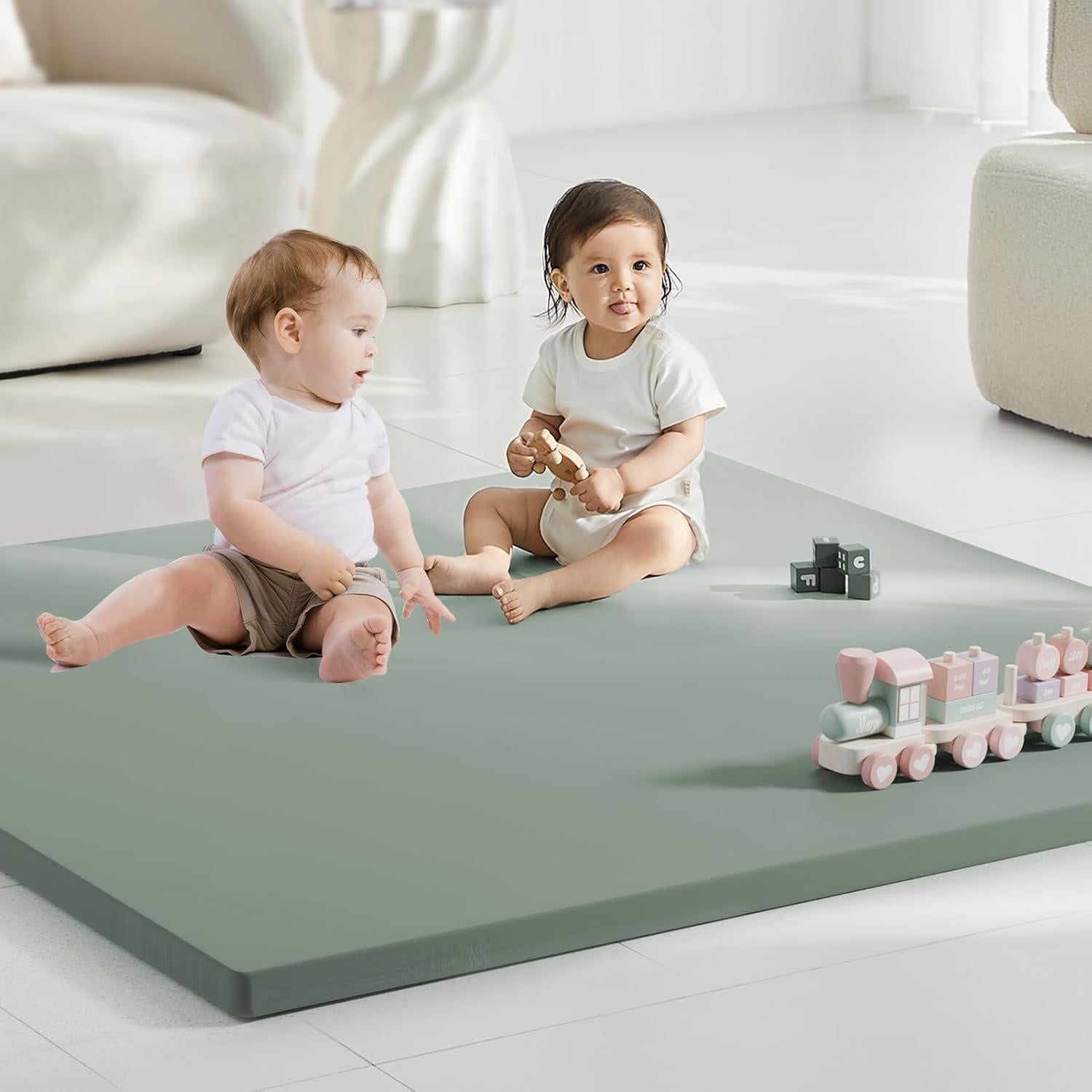Alfombra de Juego para Bebés Verde 127x127 cm Cuero Vegano