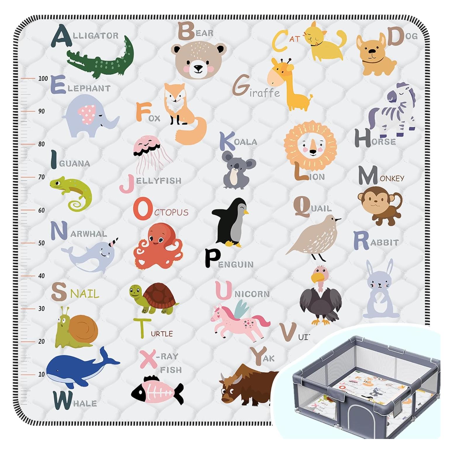 Alfombra de Juego para Bebés FUGWU 180x200 cm Antideslizante