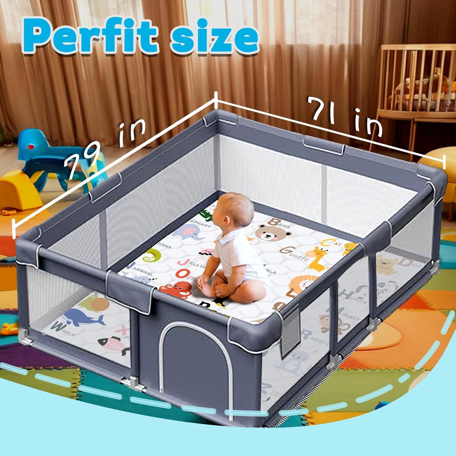 Alfombra de Juego para Bebés FUGWU 180x200 cm Antideslizante