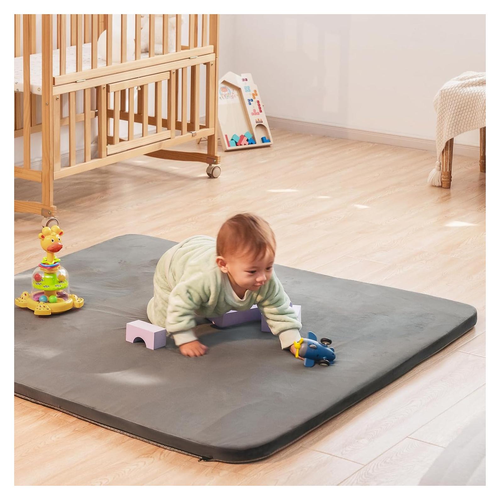 Alfombra de Juego para Bebés Uniency 50x50cm Antideslizante Gris