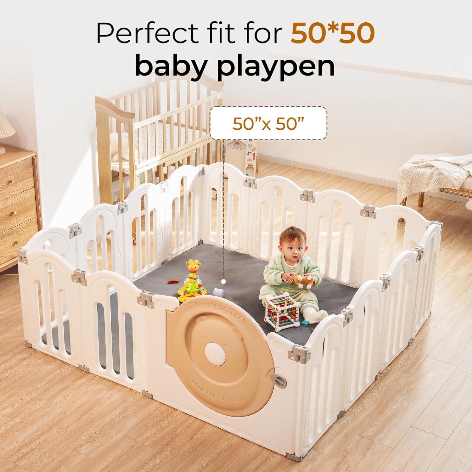 Alfombra de Juego para Bebés Uniency 50x50cm Antideslizante Gris