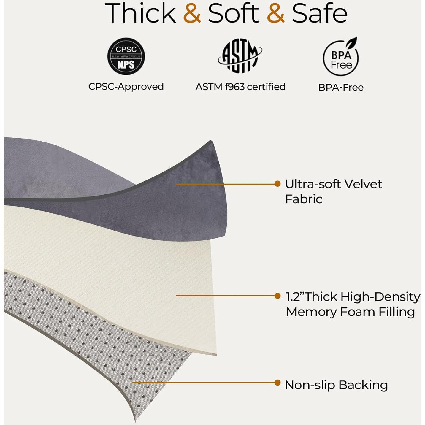 Alfombra de Juego para Bebés Uniency 50x50cm Antideslizante Gris