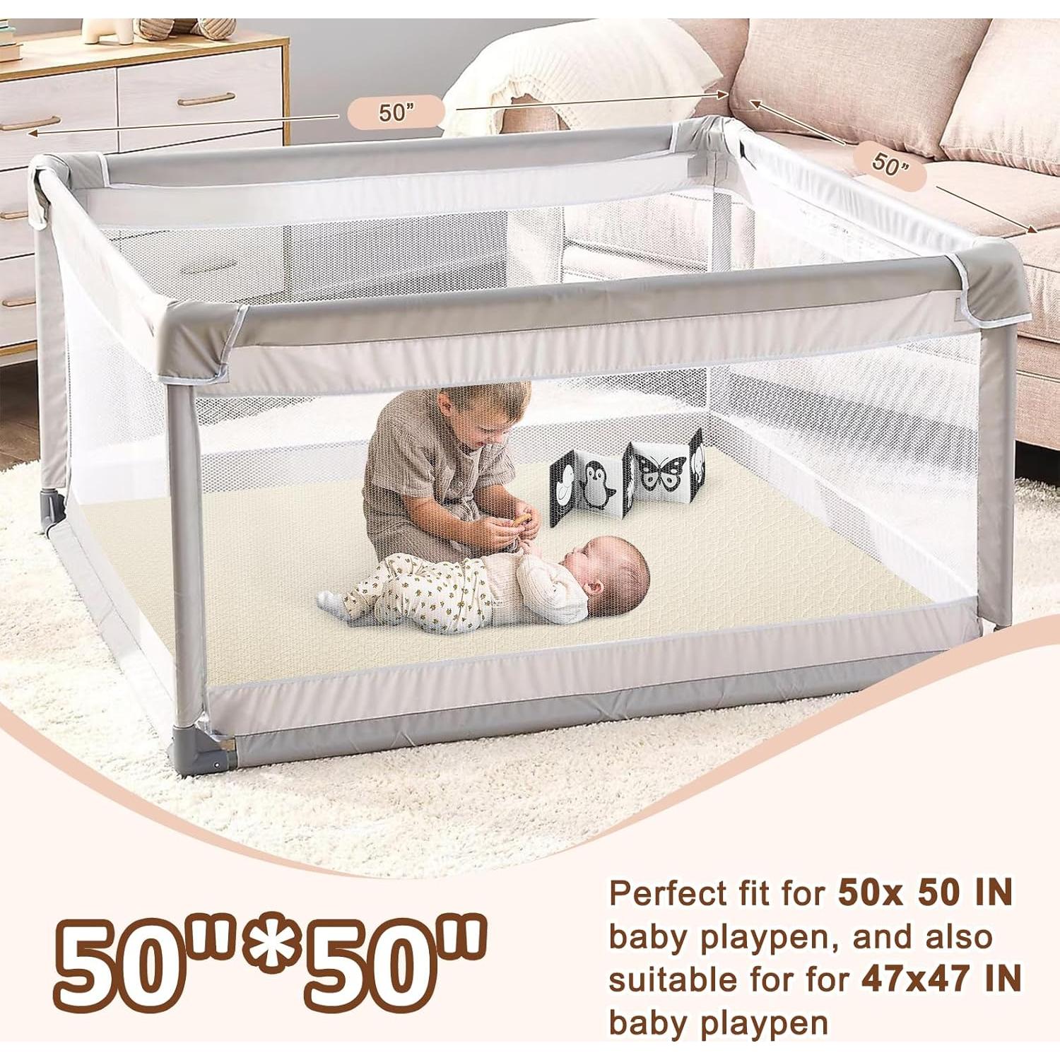 Alfombra de Juego para Bebés Foryoomi 127x127 cm Acolchada Beige