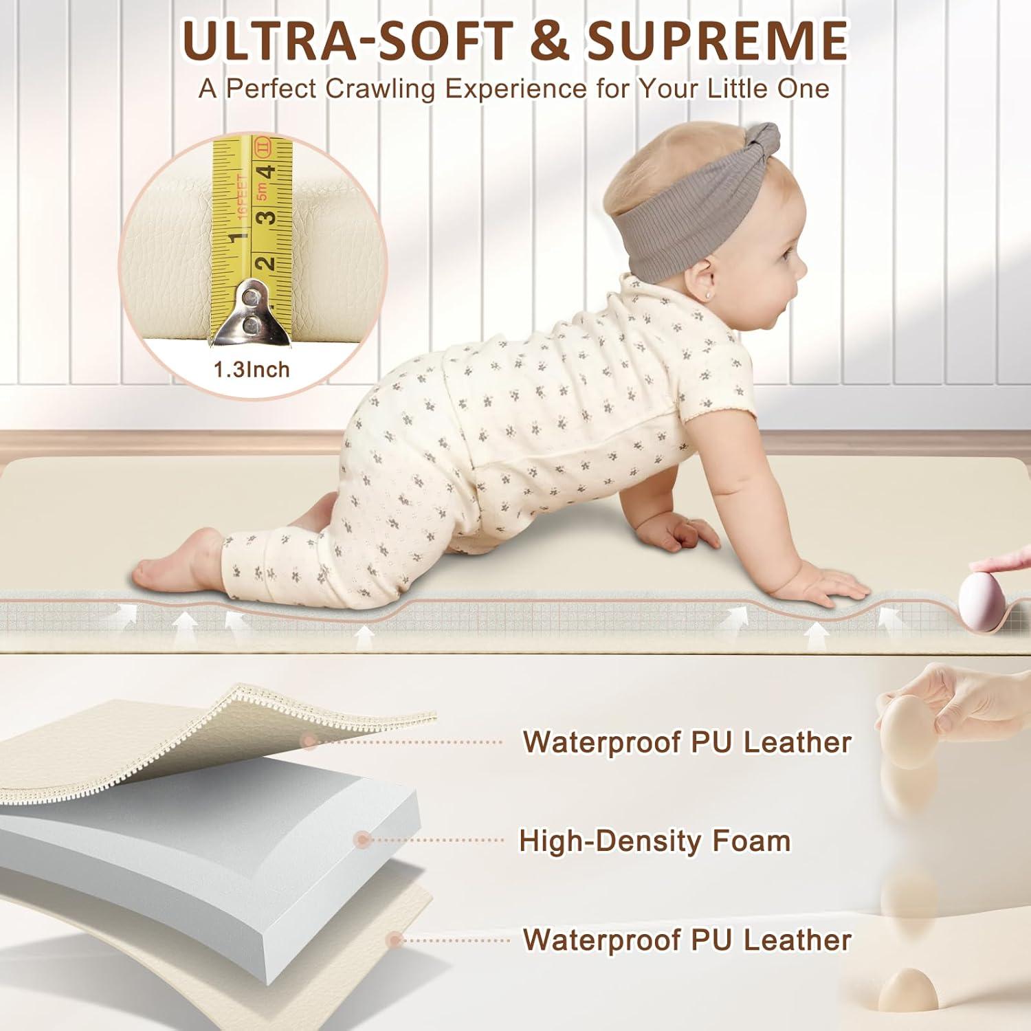 Alfombra de Juego para Bebés Foryoomi 127x127 cm Acolchada Beige