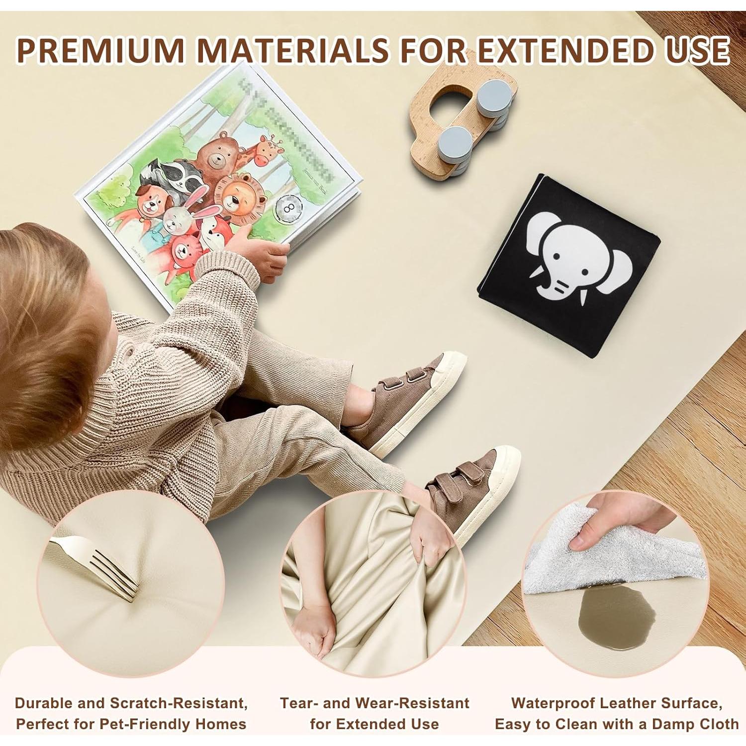 Alfombra de Juego para Bebés Foryoomi 127x127 cm Acolchada Beige