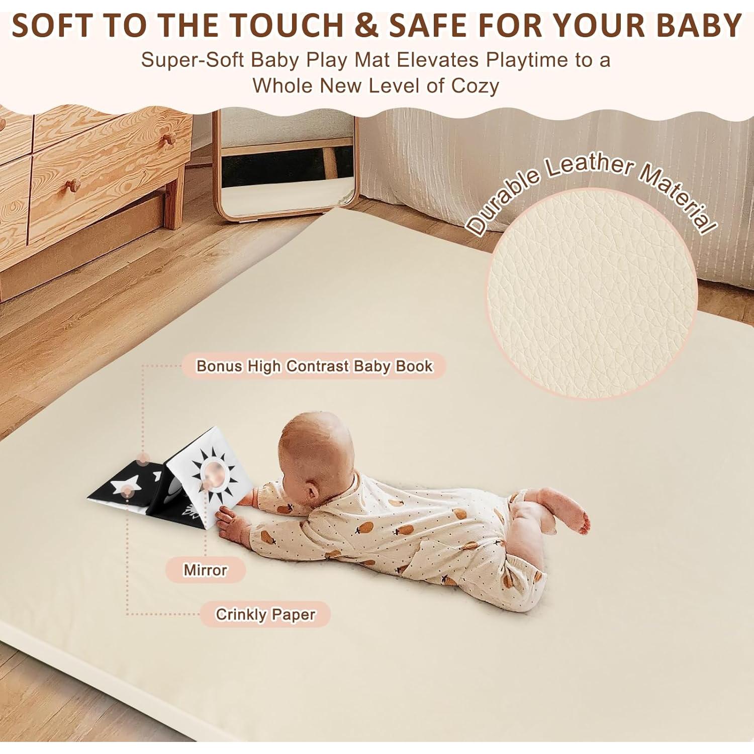 Alfombra de Juego para Bebés Foryoomi 127x127 cm Acolchada Beige