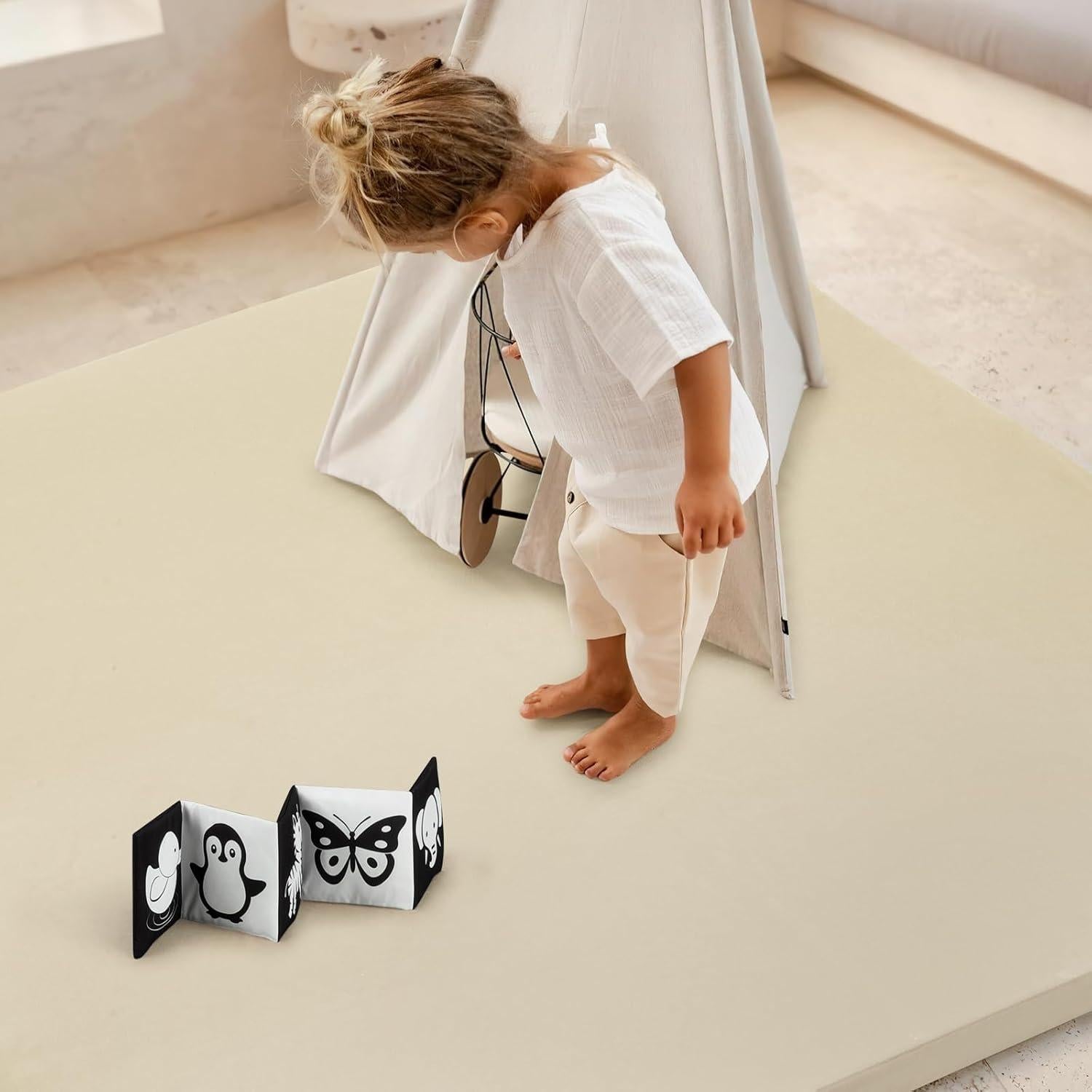 Alfombra de Juego para Bebés Foryoomi 127x127 cm Acolchada Beige