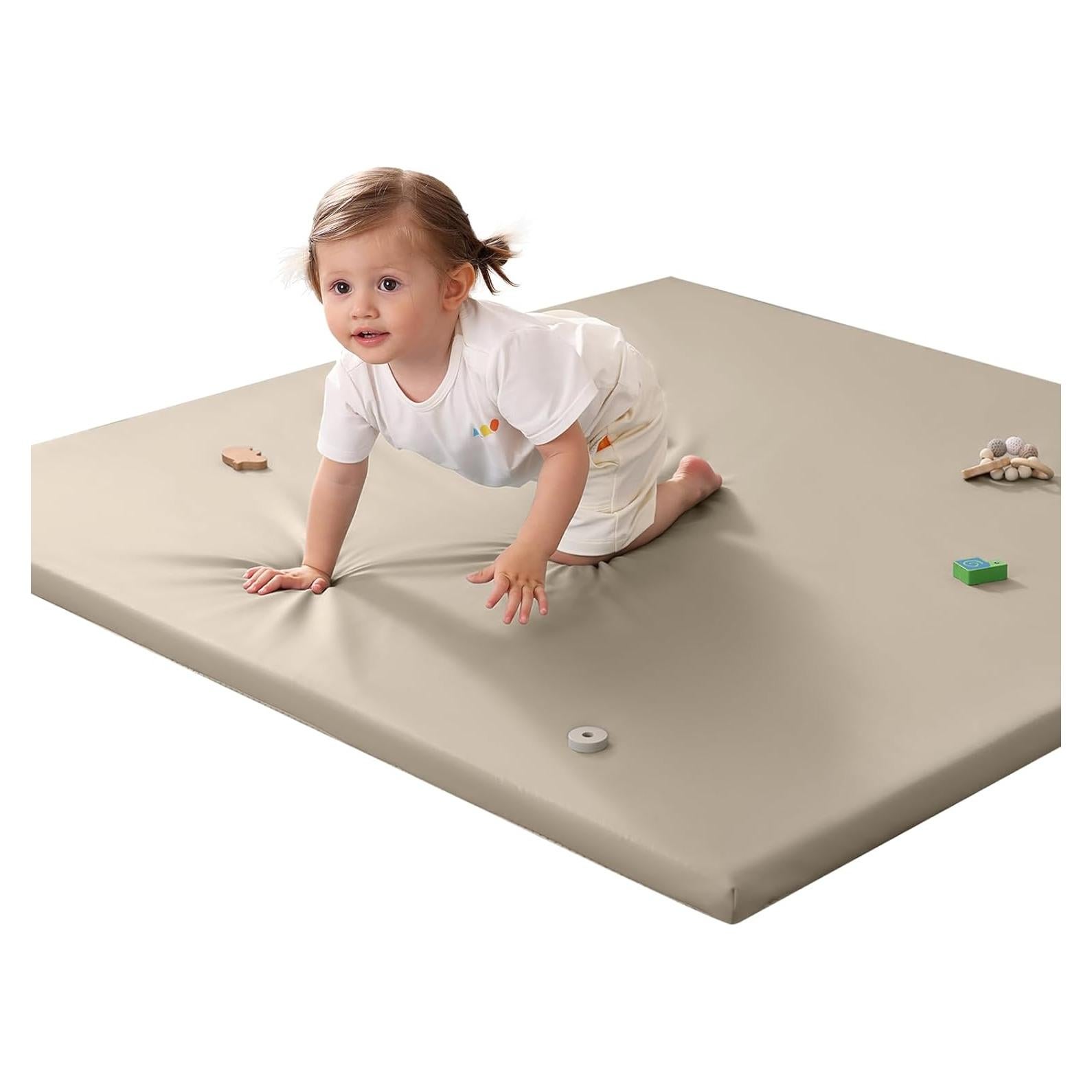 Alfombra de Juego para Bebés Beige YXD01 127x127 cm Antideslizante