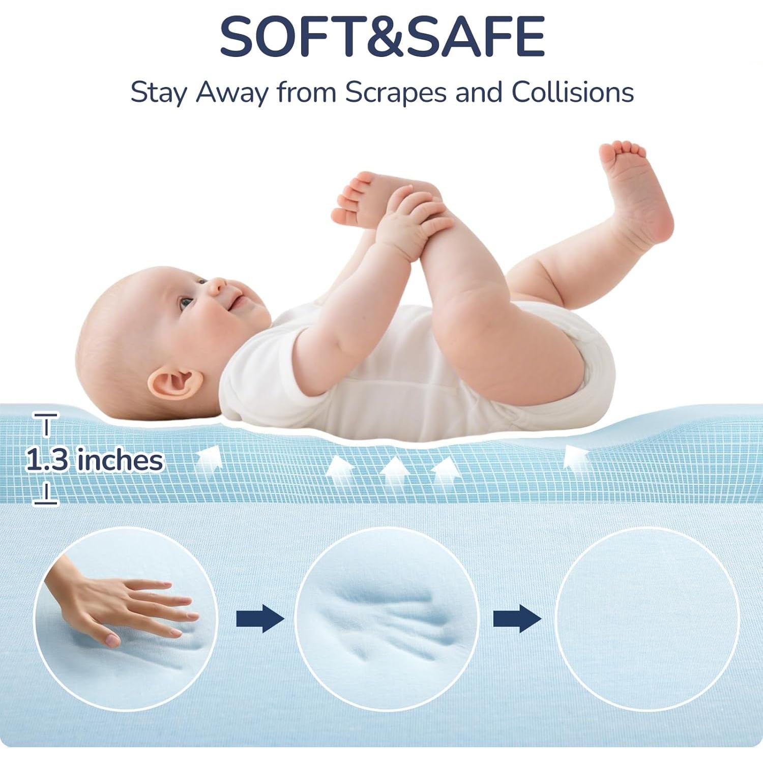 Alfombra de Juego para Bebés Beige YXD01 127x127 cm Antideslizante