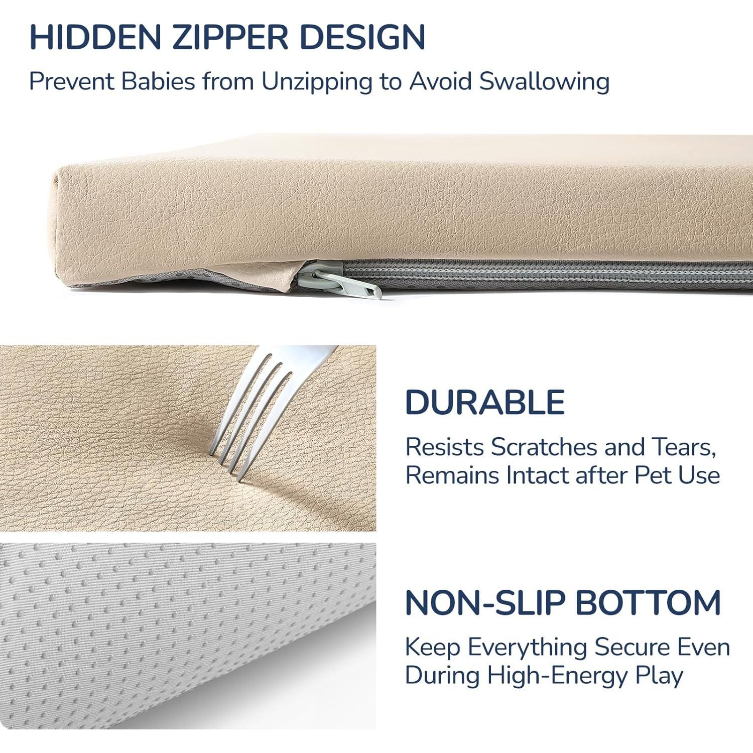 Alfombra de Juego para Bebés Beige YXD01 127x127 cm Antideslizante