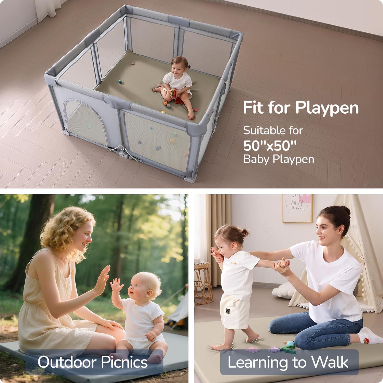 Alfombra de Juego para Bebés Beige YXD01 127x127 cm Antideslizante