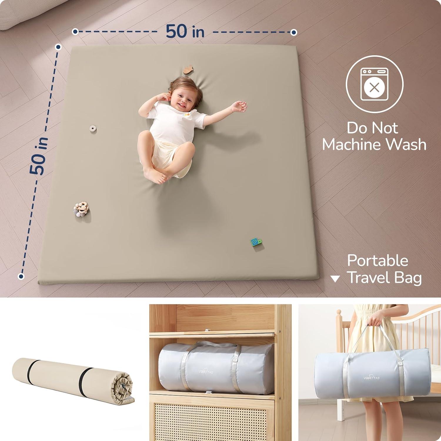 Alfombra de Juego para Bebés Beige YXD01 127x127 cm Antideslizante