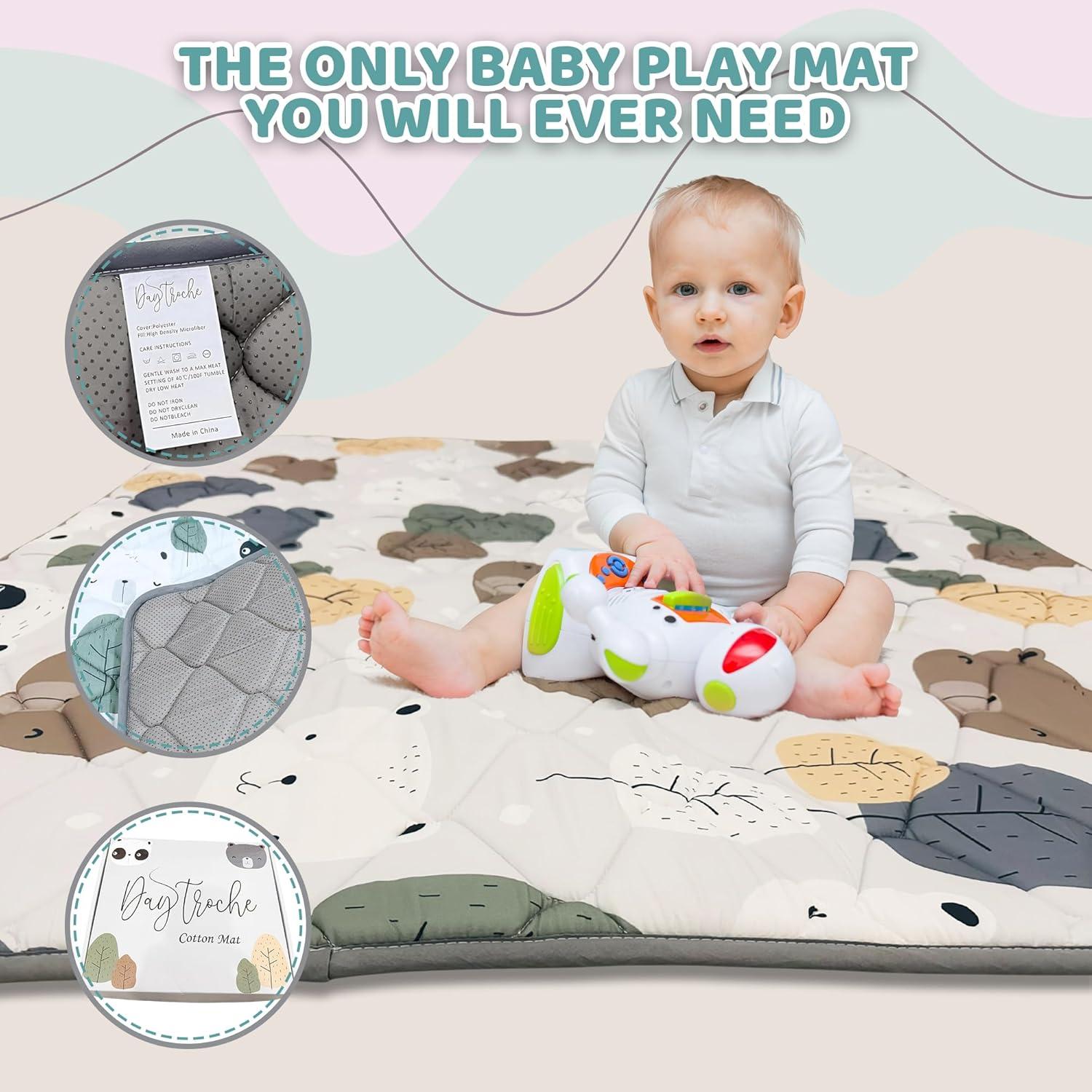 Alfombra de Juego para Bebés DayTroche 127x127 cm Acolchada