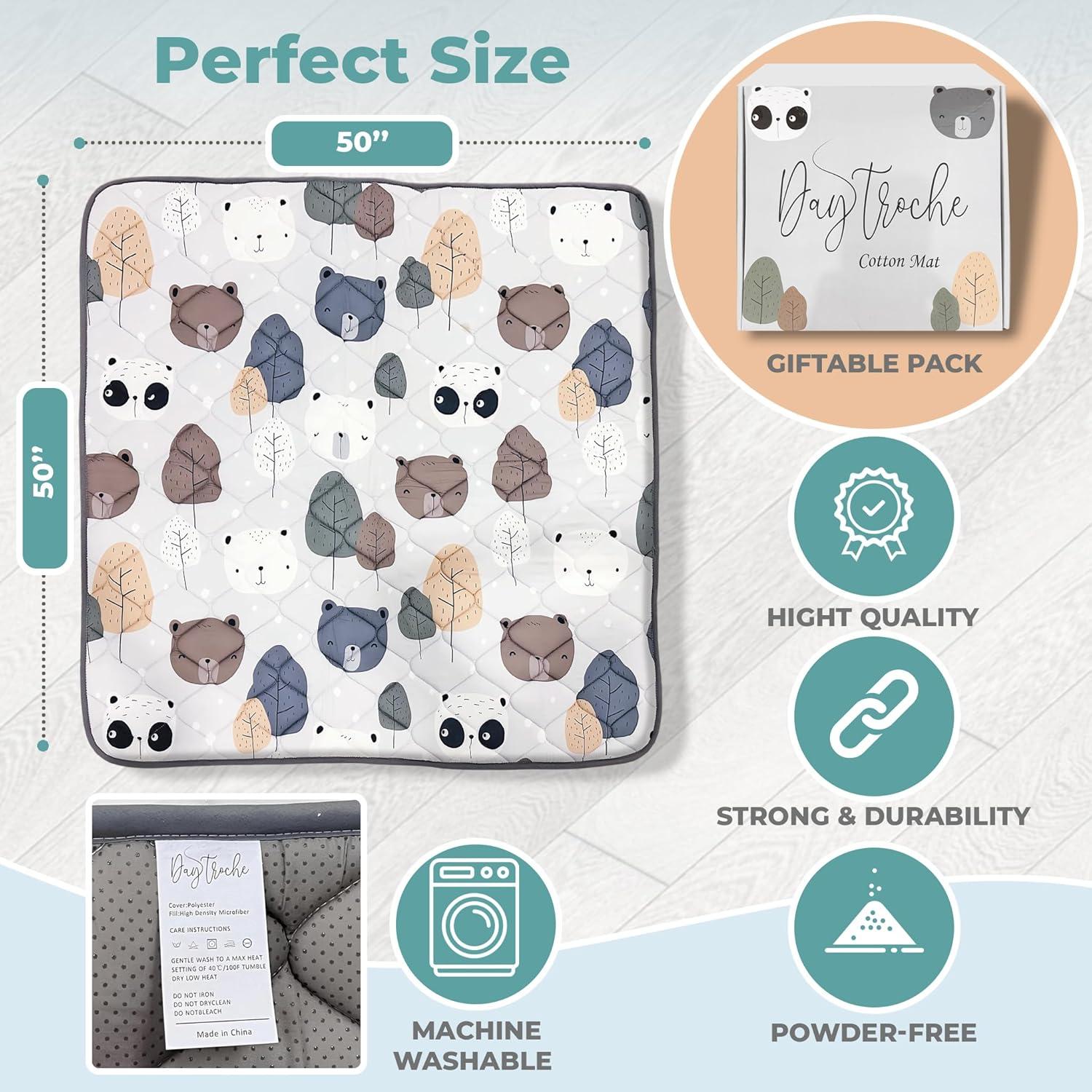 Alfombra de Juego para Bebés DayTroche 127x127 cm Acolchada