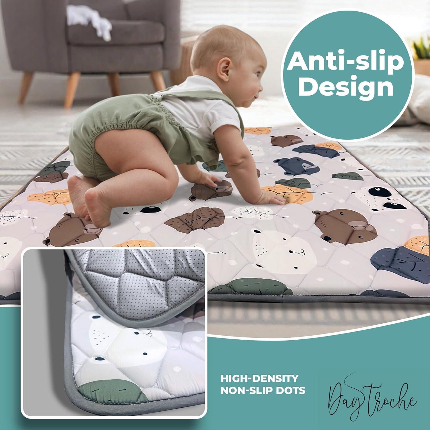 Alfombra de Juego para Bebés DayTroche 127x127 cm Acolchada