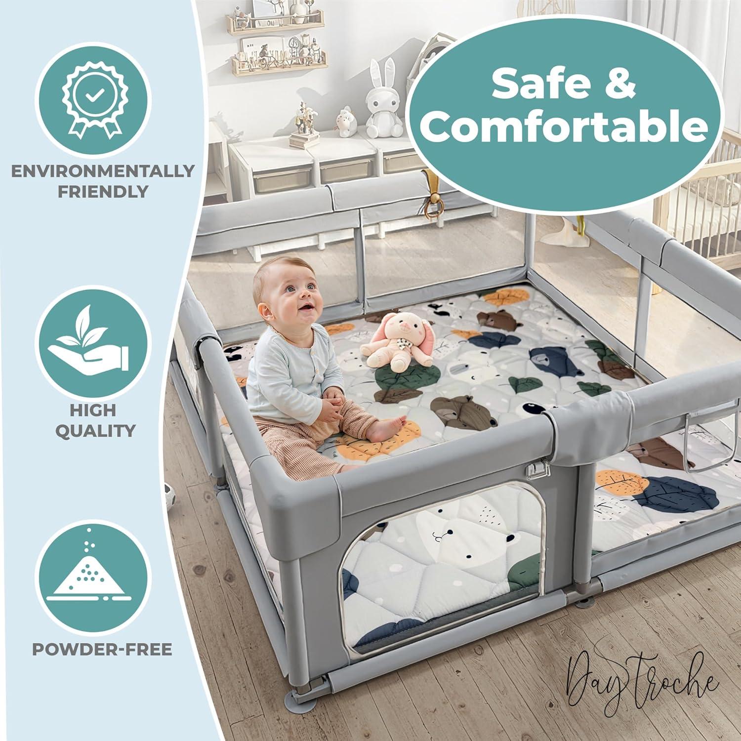 Alfombra de Juego para Bebés DayTroche 127x127 cm Acolchada