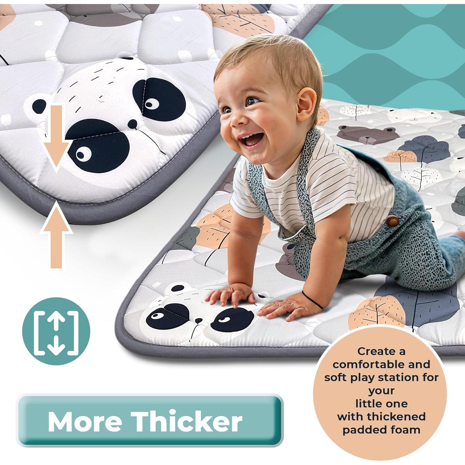 Alfombra de Juego para Bebés DayTroche 127x127 cm Acolchada