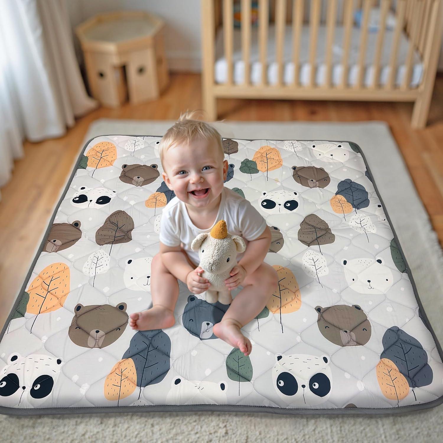 Alfombra de Juego para Bebés DayTroche 127x127 cm Acolchada