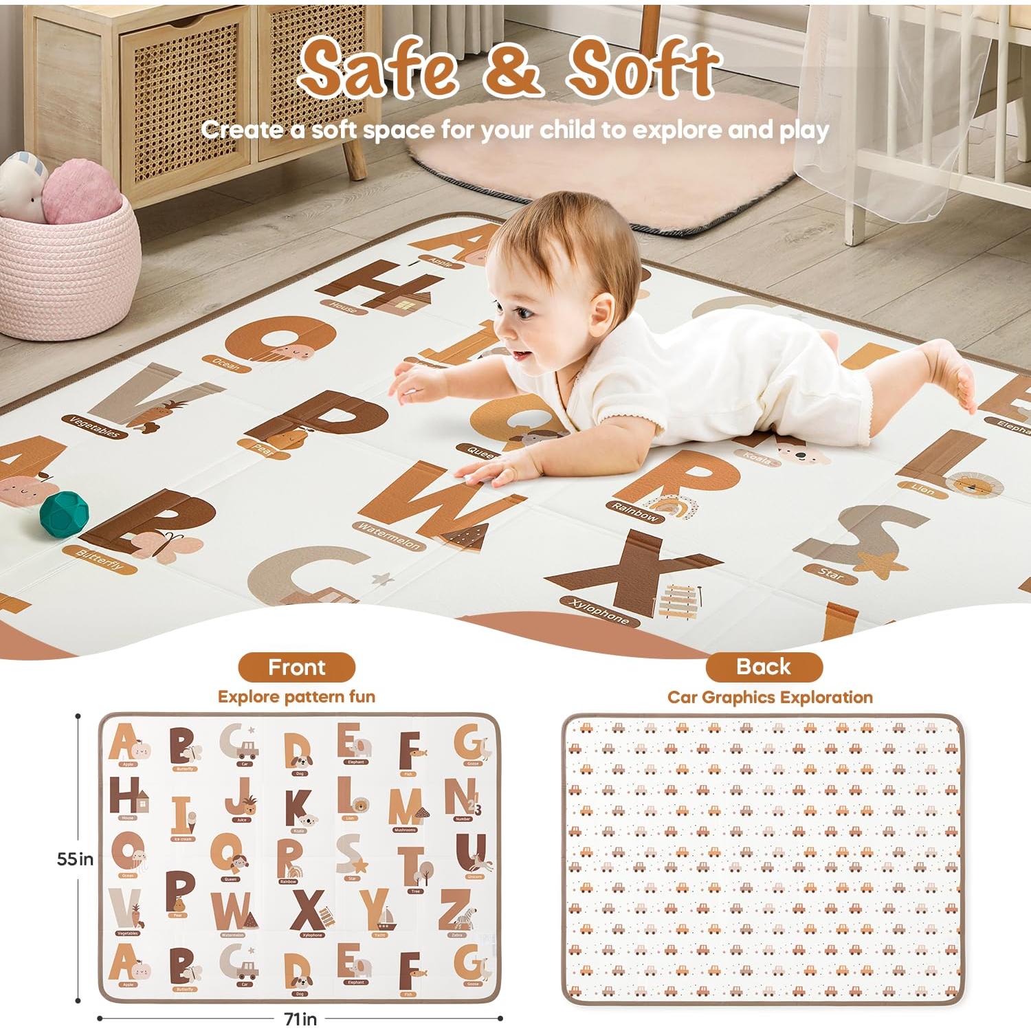 Alfombra de Juego Plegable Amenpoki 180x140 cm Suave y Acolchada