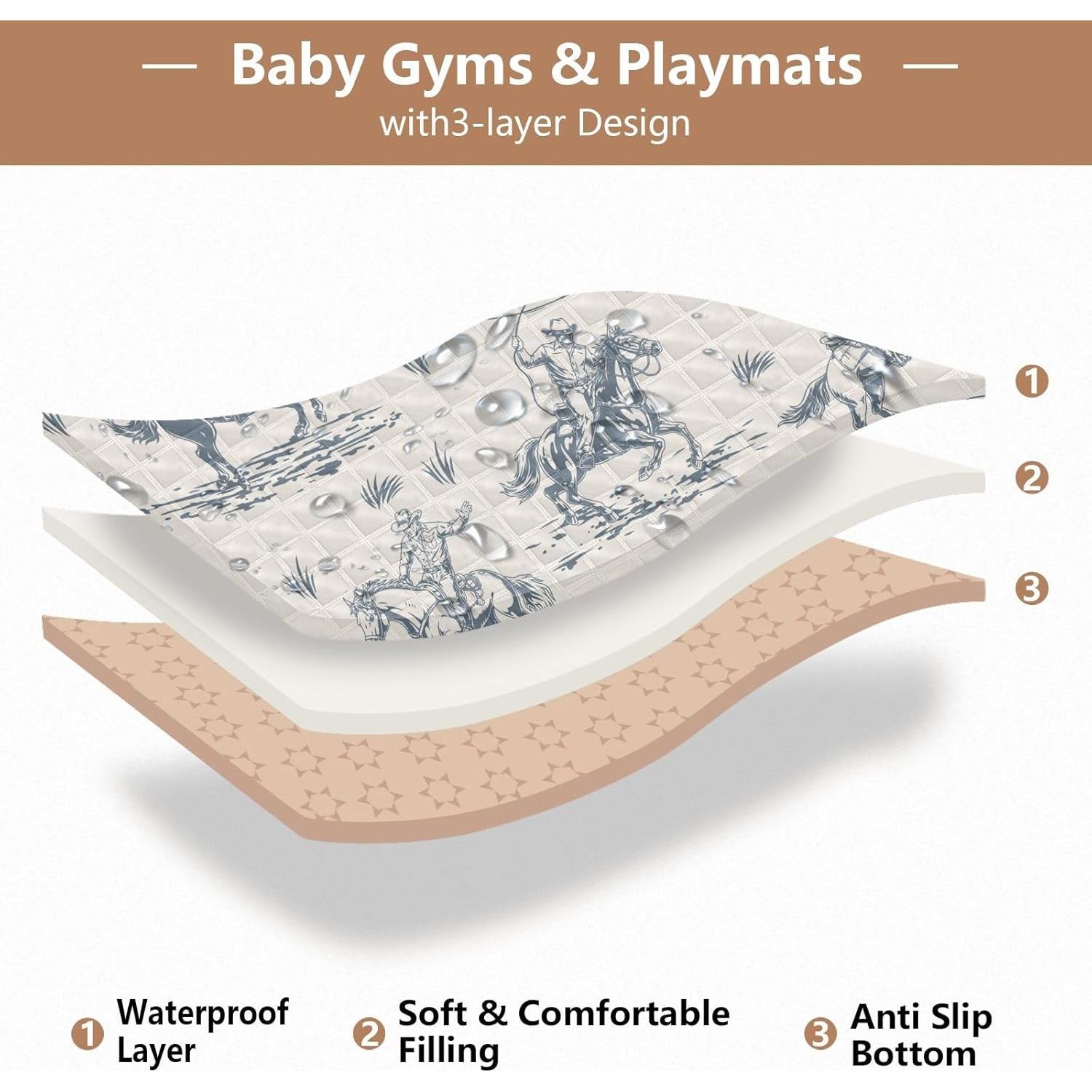 Alfombra de Juego para Bebés Vaquero Retro 127x127 cm Suave