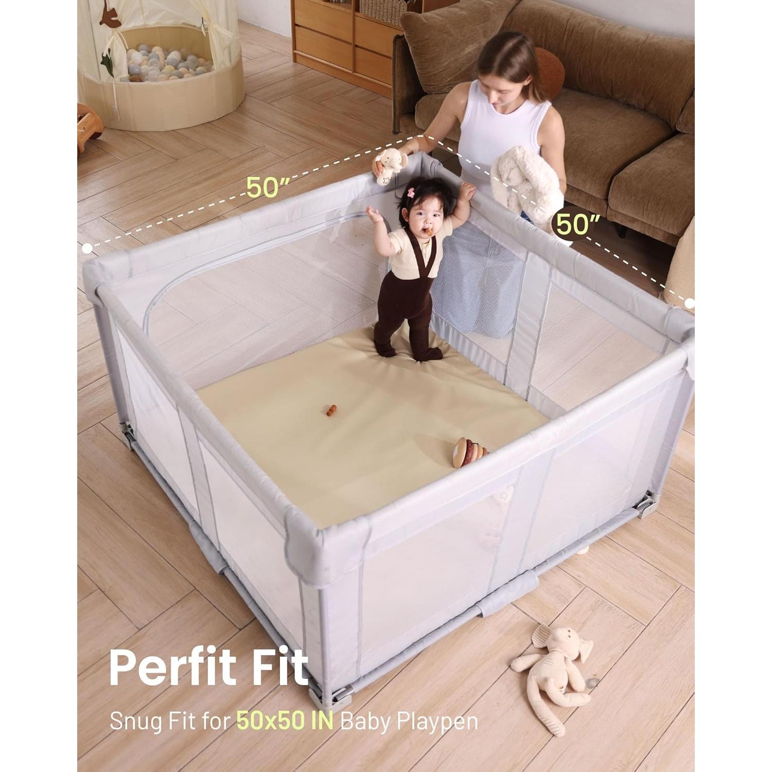 Alfombra de Juego Acolchada Bebés 47x47cm Cuero Vegano Beige