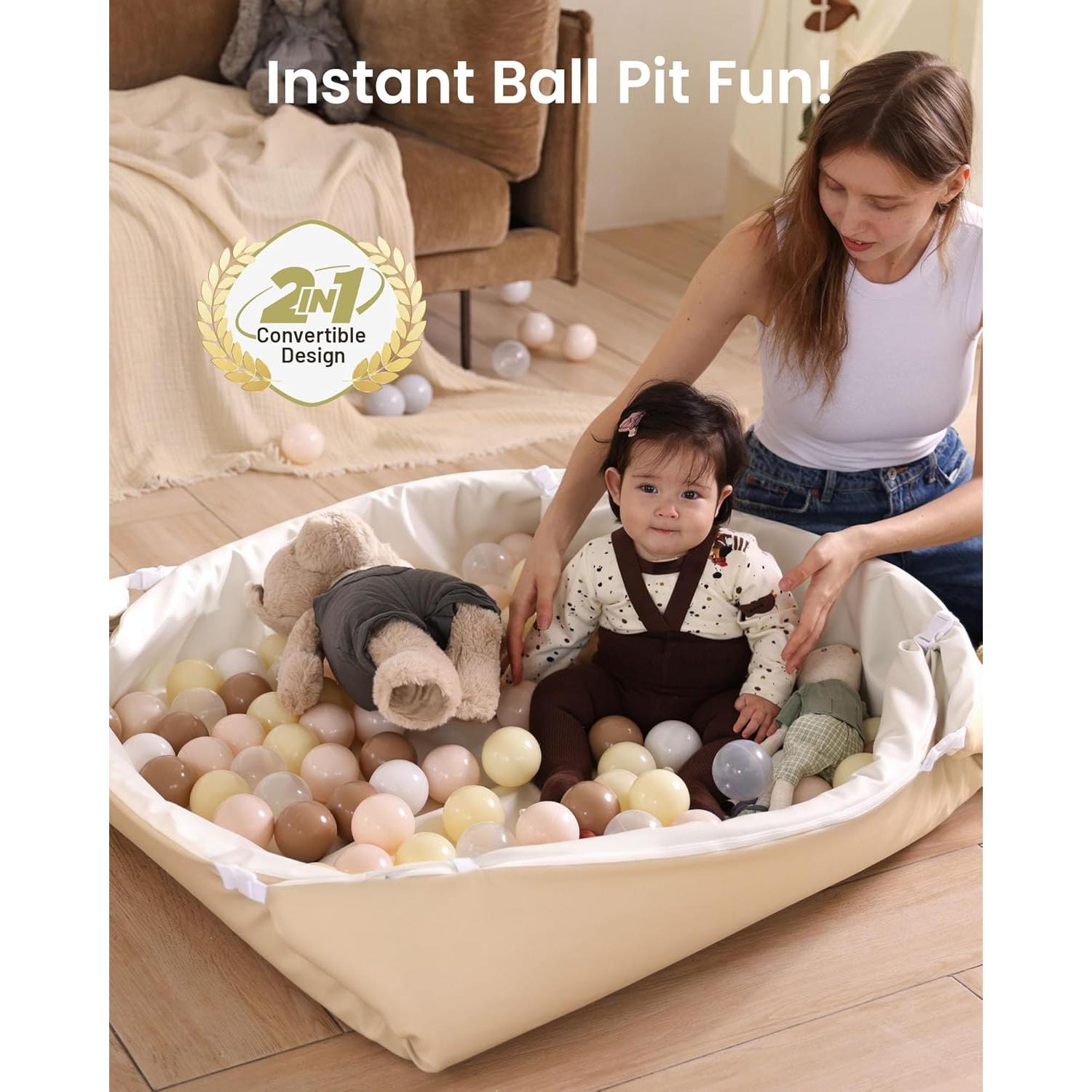 Alfombra de Juego Acolchada Bebés 47x47cm Cuero Vegano Beige