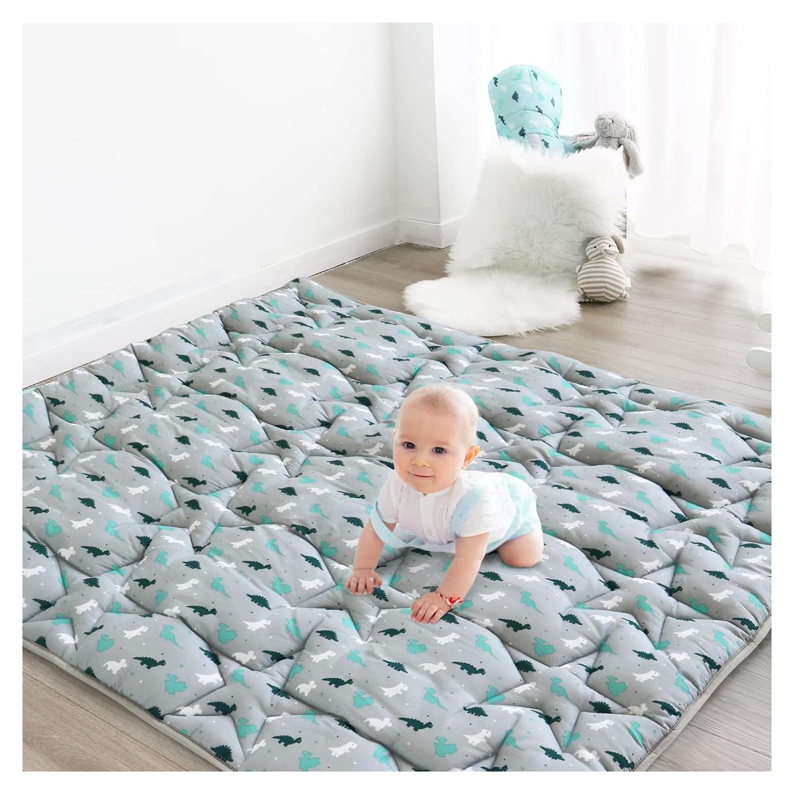 Alfombra de Juego Antideslizante Dinosaurio Gris 127x127cm