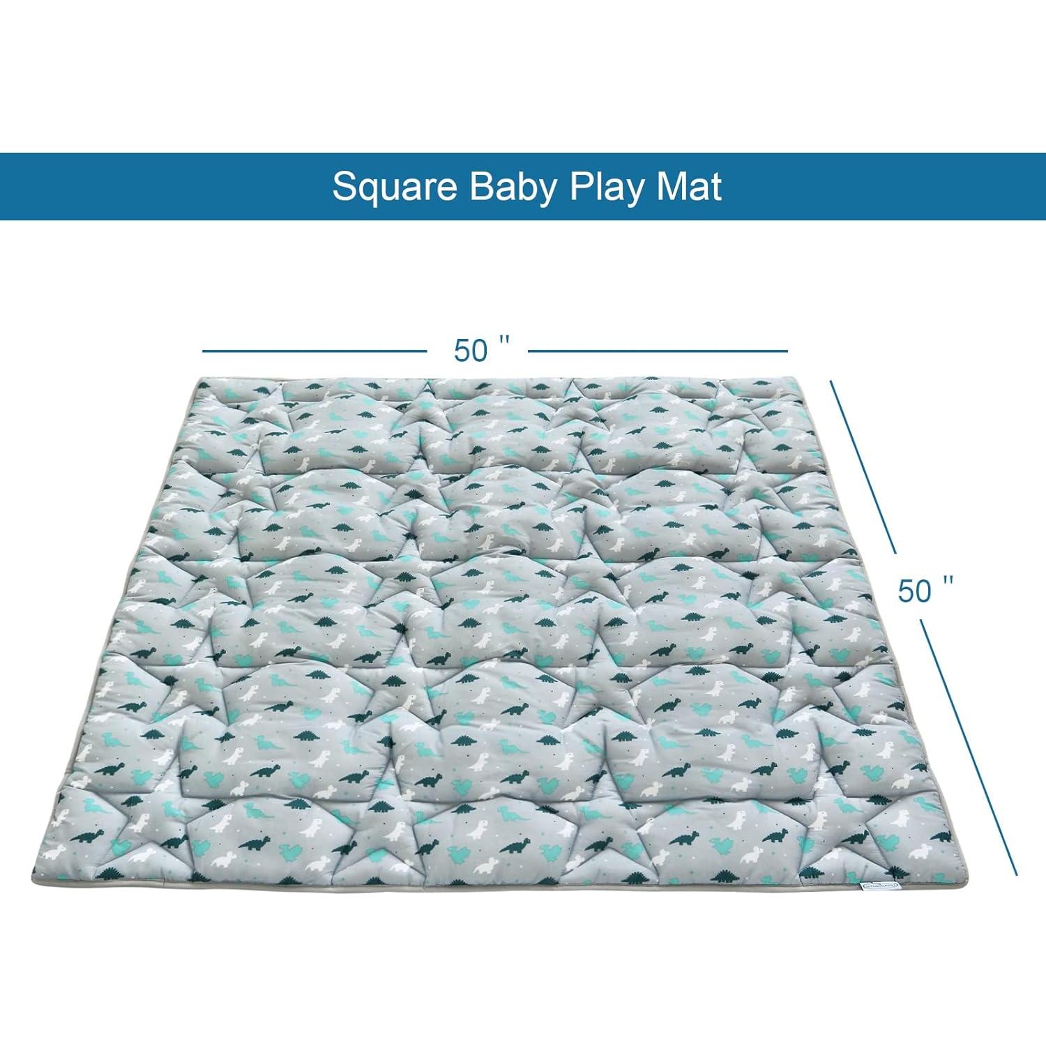 Alfombra de Juego Antideslizante Dinosaurio Gris 127x127cm