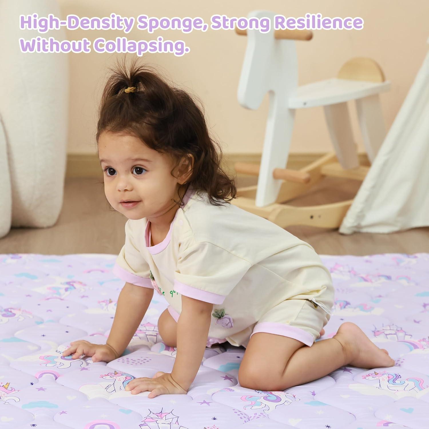 Alfombra de Juego Plegable Antideslizante Unicornio 127x127cm