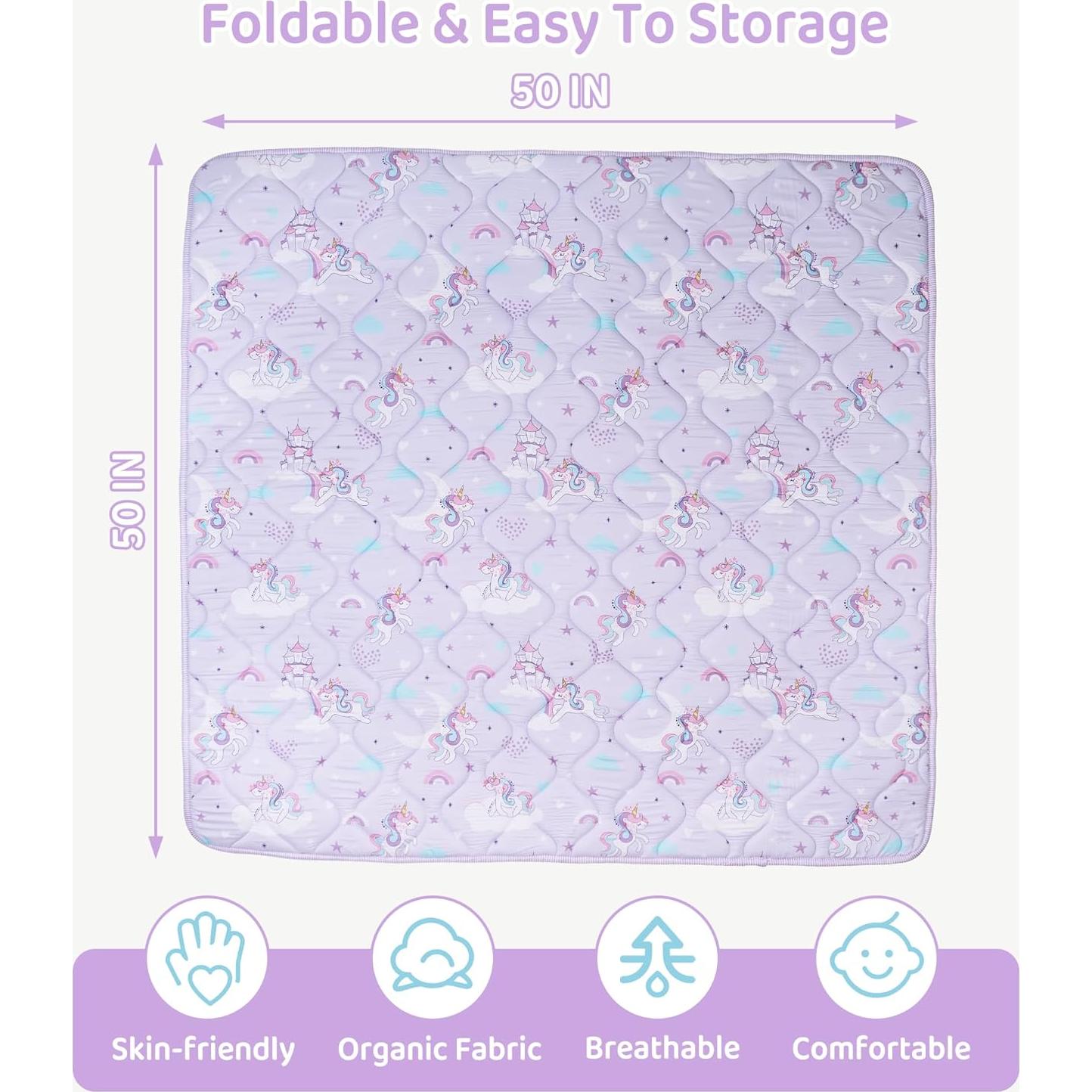 Alfombra de Juego Plegable Antideslizante Unicornio 127x127cm