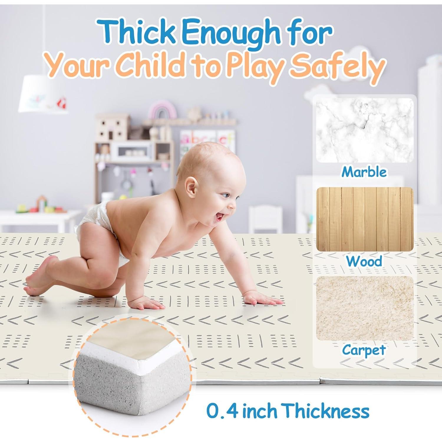 Alfombrilla de Juego para Bebés 12 Piezas Espuma EVA Color Crema