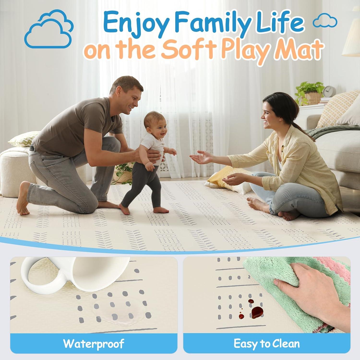 Alfombrilla de Juego para Bebés 12 Piezas Espuma EVA Color Crema