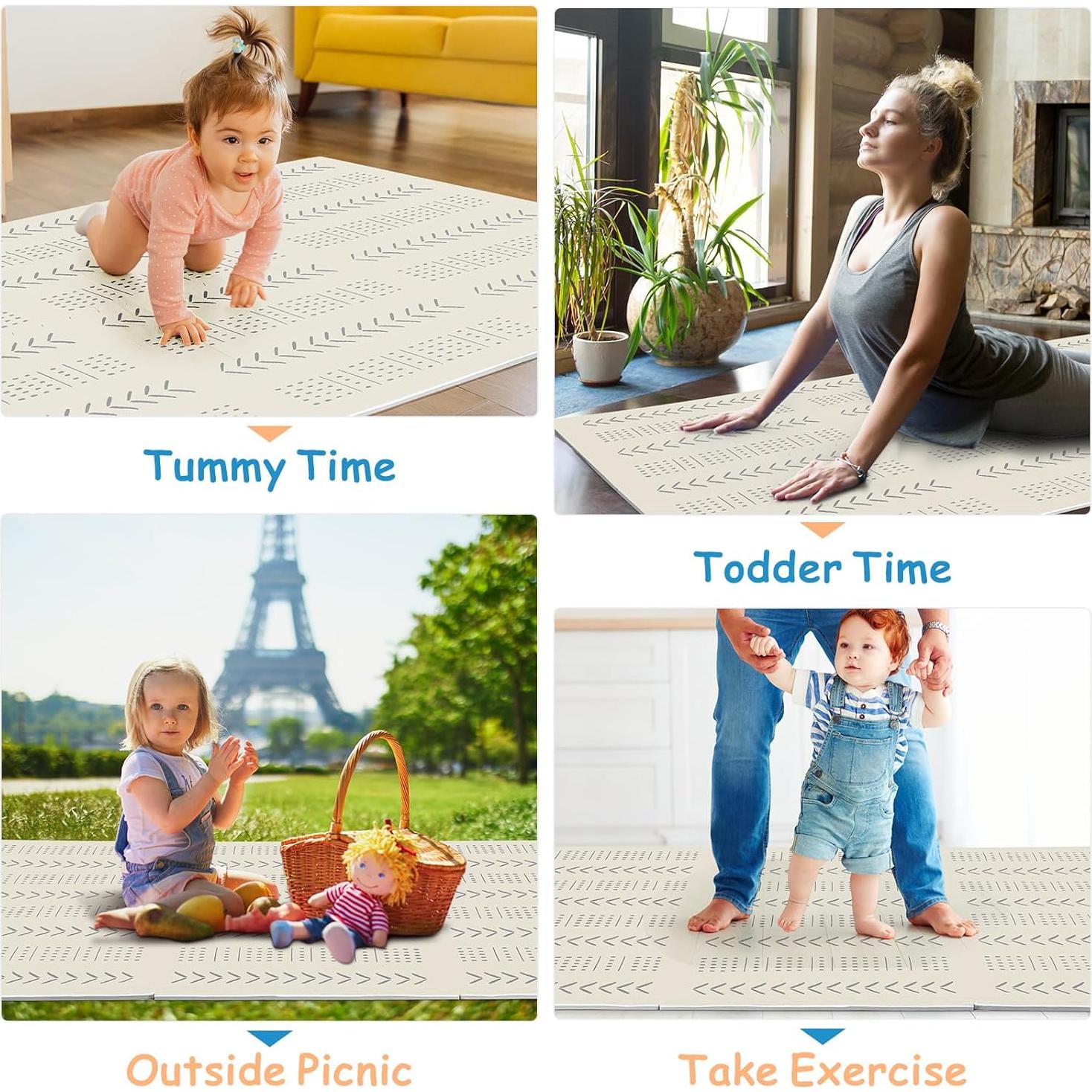 Alfombrilla de Juego para Bebés 12 Piezas Espuma EVA Color Crema