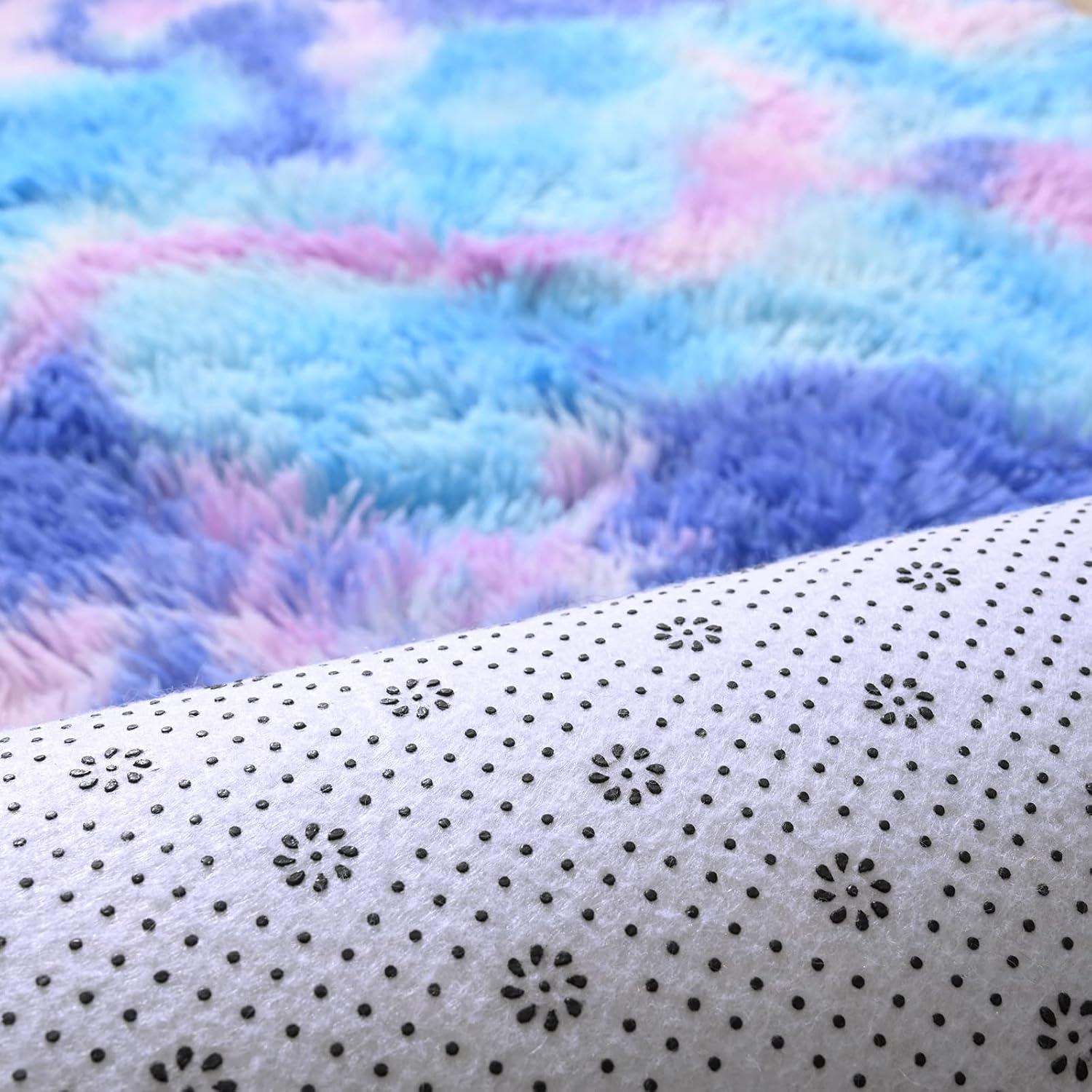 Alfombra Lavable Antideslizante junovo 1.52m x 2.44m Púrpura Tie-Dye