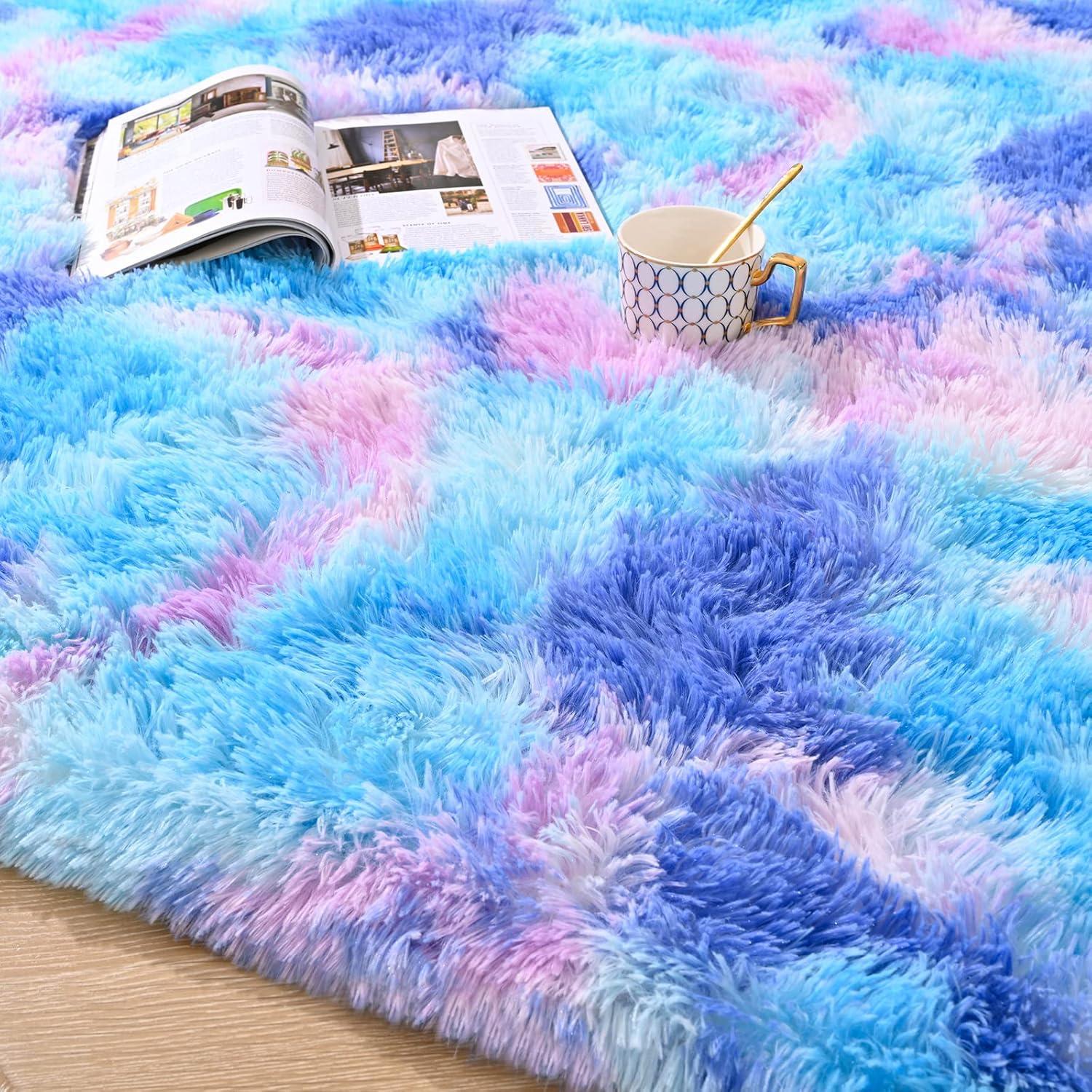 Alfombra Lavable Antideslizante junovo 1.52m x 2.44m Púrpura Tie-Dye