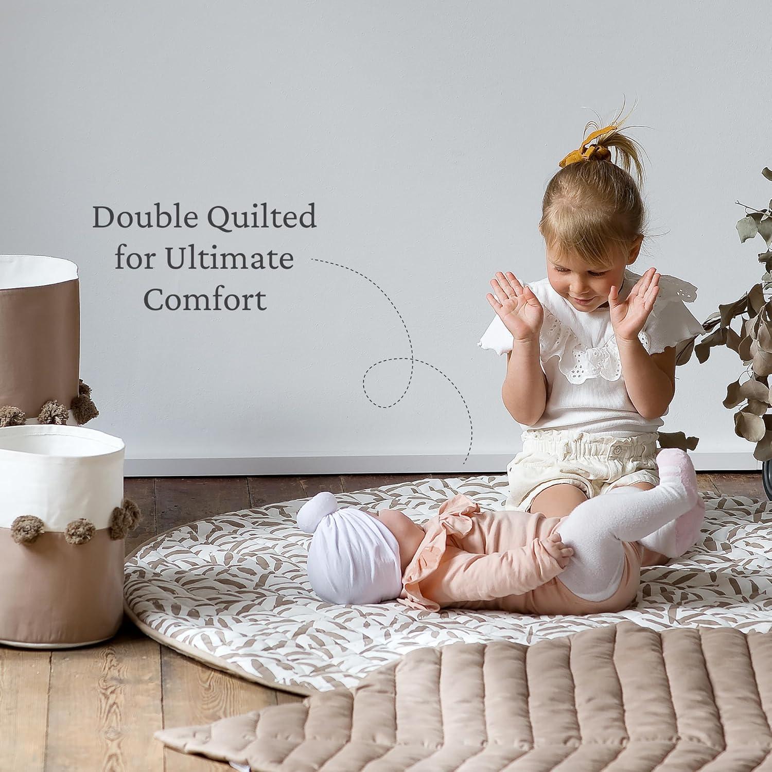 Alfombra de Juego Reversible Toddlekind 127x127cm Algodón Orgánico Beige