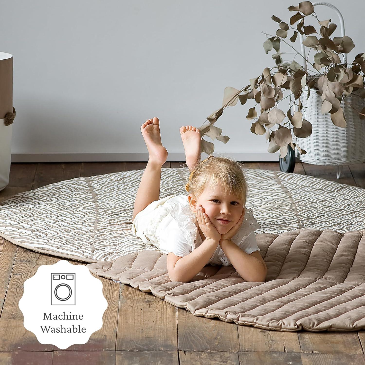 Alfombra de Juego Reversible Toddlekind 127x127cm Algodón Orgánico Beige