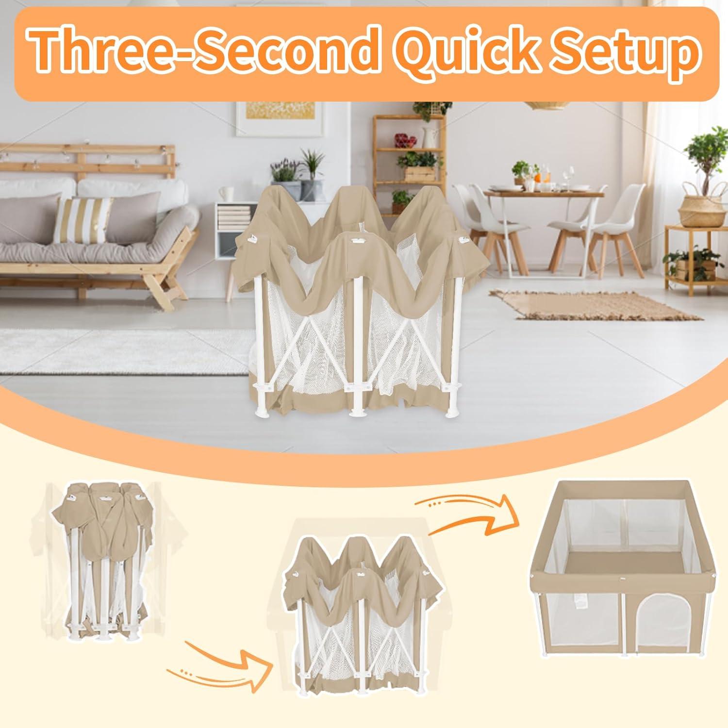 Parque Infantil Plegable Beige 127x127 cm Ultra-Portátil