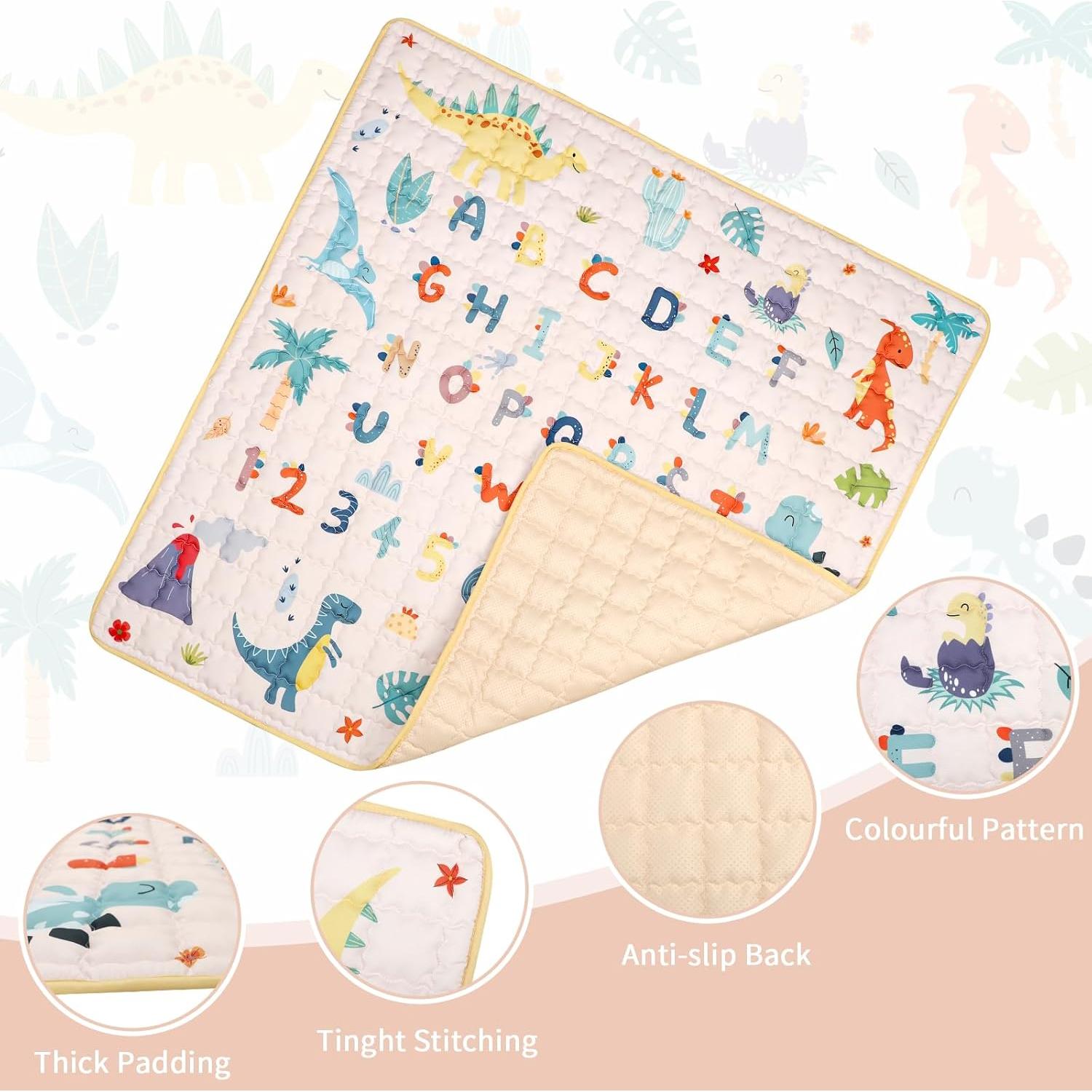 Alfombra de Juego Plegable JDT 127x127 cm Antideslizante Dinosaurio