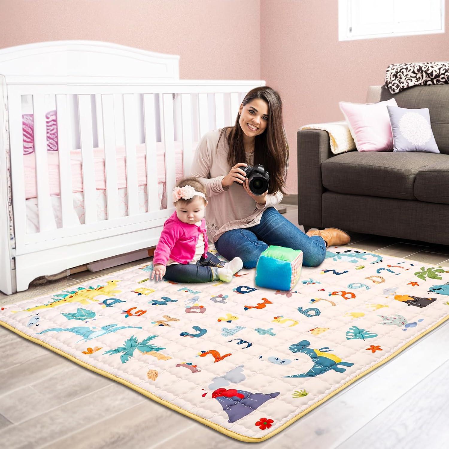 Alfombra de Juego Plegable JDT 127x127 cm Antideslizante Dinosaurio