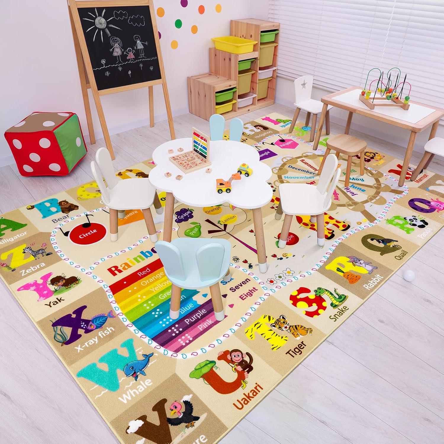 Alfombra Educativa Beige B BENRON 5x7 Pies Antideslizante