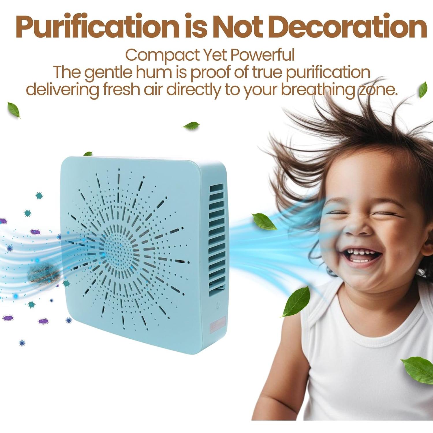 Purificador de Aire Portátil 4 en 1 HEPA USB-C - Azul Nebuloso