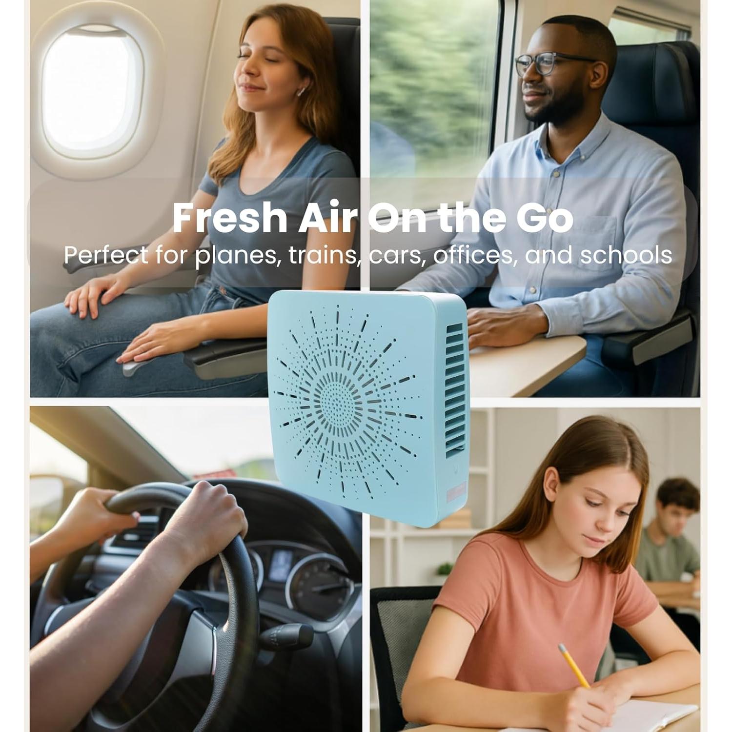 Purificador de Aire Portátil 4 en 1 HEPA USB-C - Azul Nebuloso