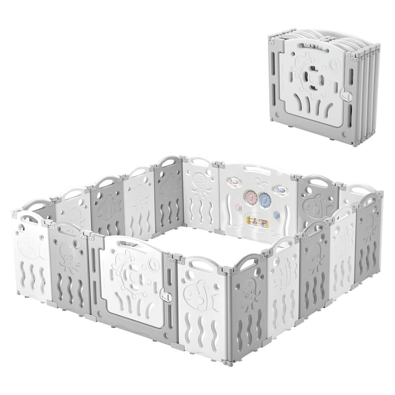 Cerca de Bebé Plegable Albott 18 Paneles Ajustable Gris