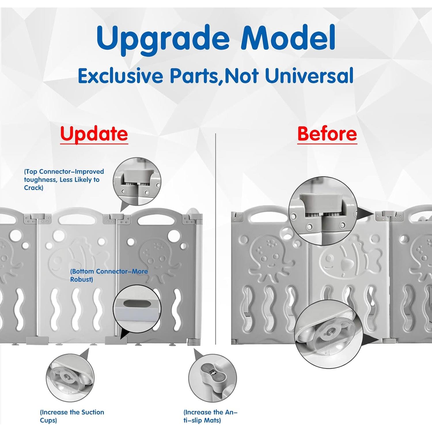 Cerca de Bebé Plegable Albott 18 Paneles Ajustable Gris