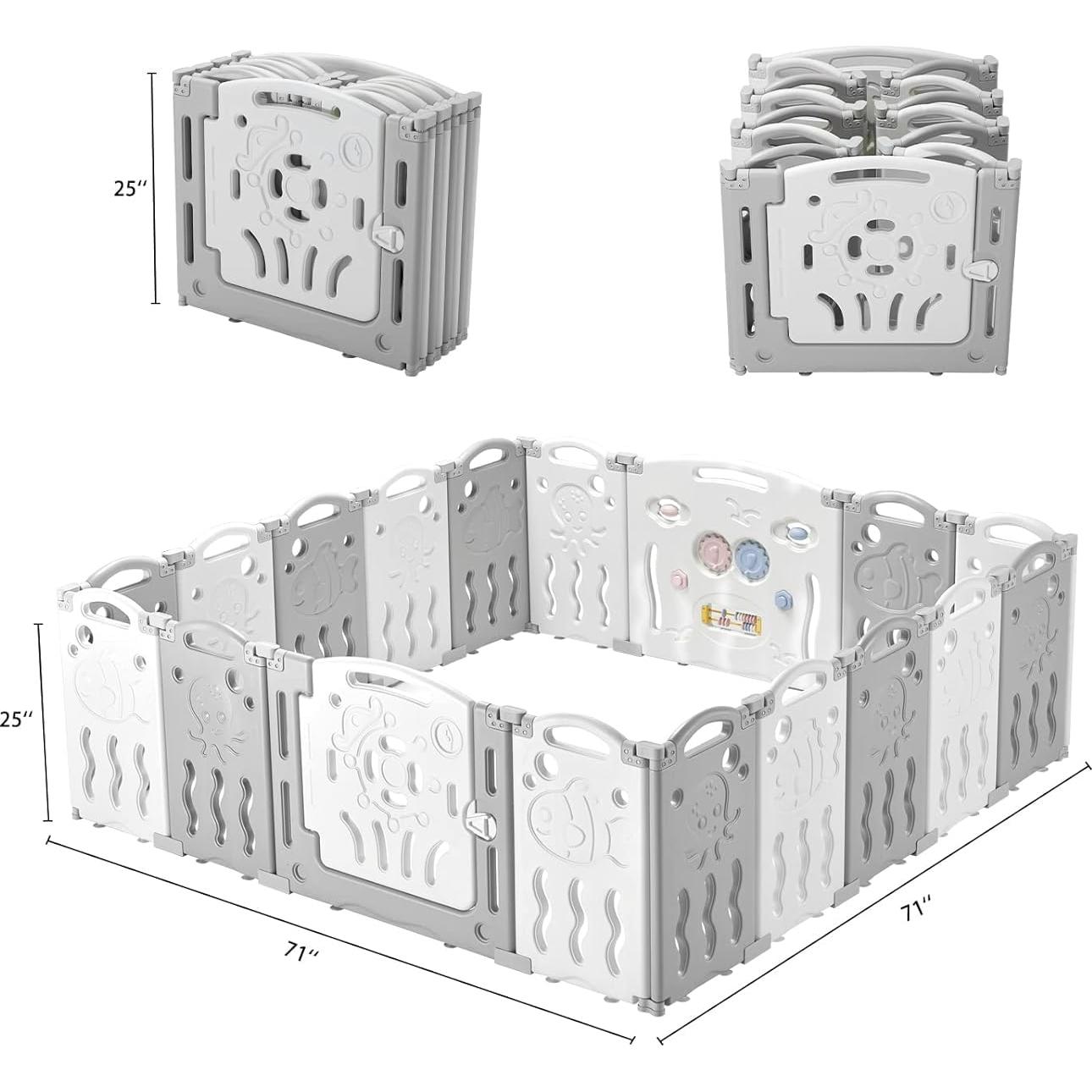 Cerca de Bebé Plegable Albott 18 Paneles Ajustable Gris