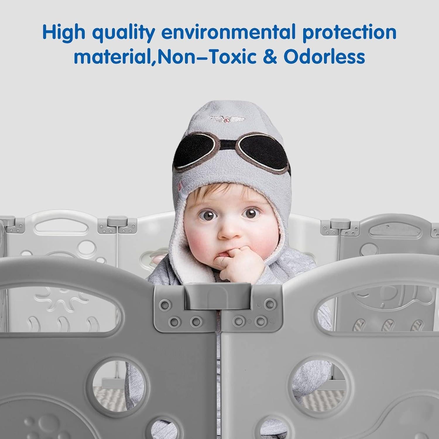 Cerca de Bebé Plegable Albott 18 Paneles Ajustable Gris