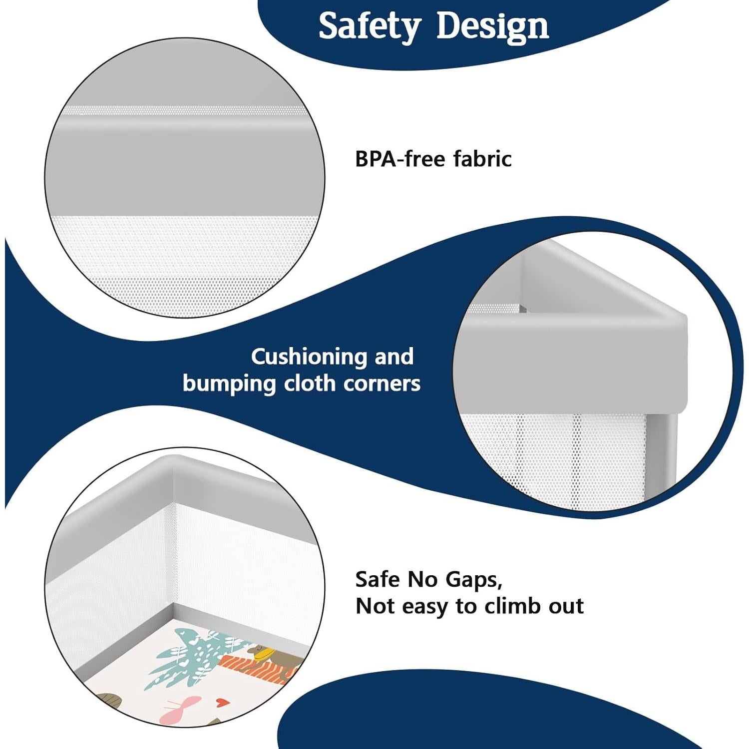 Parque Infantil Jaobeem con Alfombra Impermeable 127x127cm